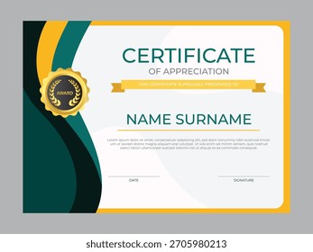 Un certificado verde y amarillo