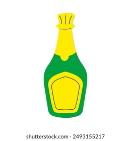 Green and Yellow Champagne Bottle Illustration