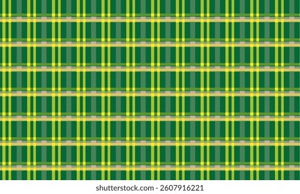 Green and yellow checkered striped patchwork seamless pattern, sarong fabric motif