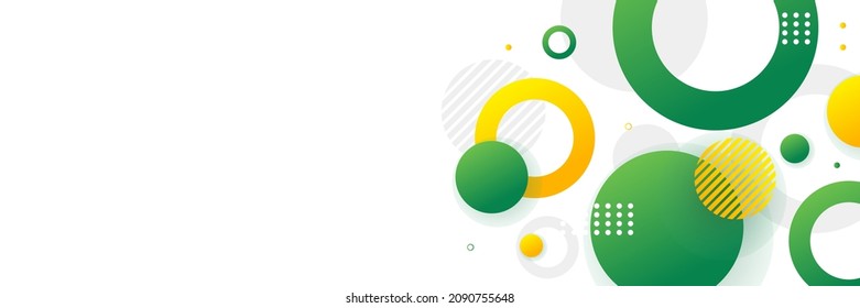 Green and yellow circle banner background. Vector abstract graphic design banner pattern background template.