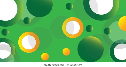 Green and yellow circle banner background. Vector abstract graphic design banner pattern background template vector