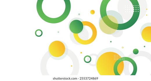 Green and yellow circle banner background. Vector abstract graphic design banner pattern background template.