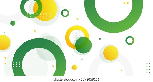 Green and yellow circle banner background. Vector abstract graphic design banner pattern background template.