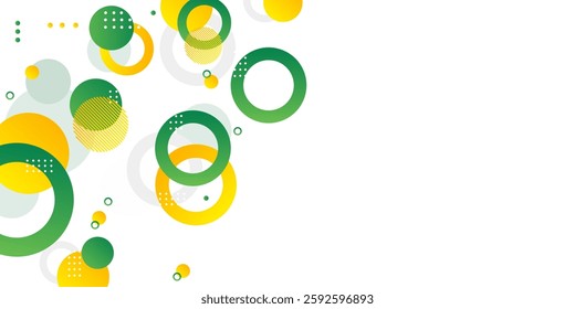 Green and yellow circle banner background. Vector abstract graphic design banner pattern background template.