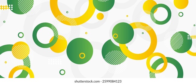 Green and yellow circle banner background. Vector abstract graphic design banner pattern background template.