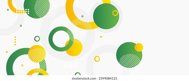Green and yellow circle banner background. Vector abstract graphic design banner pattern background template.
