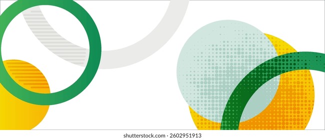 Green and yellow circle banner background. Vector abstract graphic design banner pattern background template