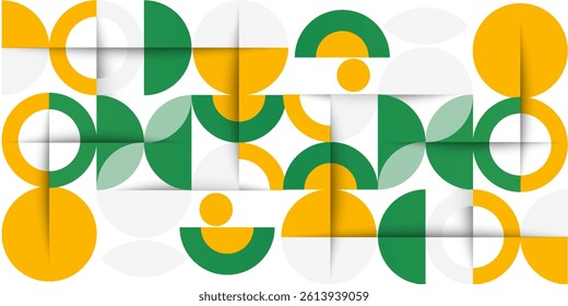 Green and yellow circle banner background. Vector abstract graphic design banner pattern background template.	
