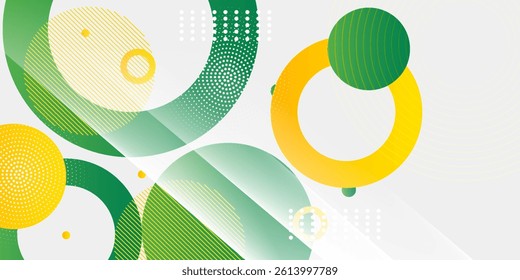 Green and yellow circle banner background. Vector abstract graphic design banner pattern background template.	
