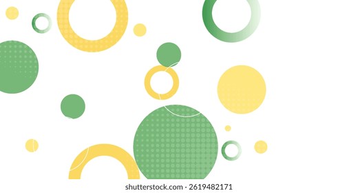 Fondo de Anuncio de círculo verde y amarillo. Plantilla de fondo de patrón de Anuncio de Diseño gráfico abstracto de Vector.