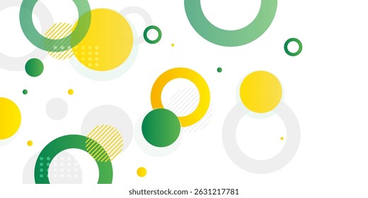Green and yellow circle banner background. Vector abstract graphic design banner pattern background template.