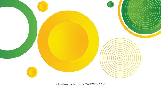Green and yellow circle banner background. Vector abstract graphic design banner pattern background template.	