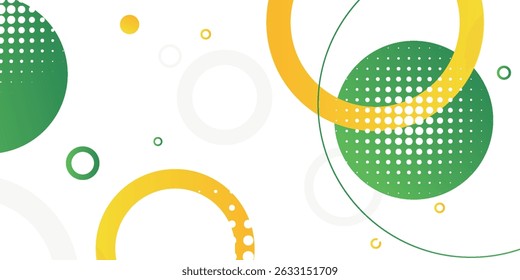 Fondo de Anuncio de círculo verde y amarillo. Plantilla de fondo de patrón de Anuncio de Diseño gráfico abstracto de Vector.