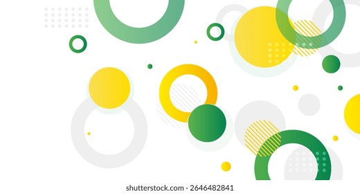 Green and yellow circle banner background. Vector abstract graphic design banner pattern background template.