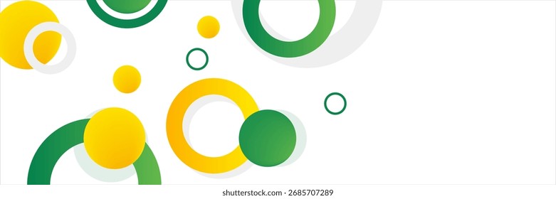 Fondo de Anuncio de círculo verde y amarillo. Plantilla de fondo de patrón de Anuncio de Diseño gráfico abstracto de Vector.