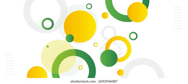 Green and yellow circle banner background. Vector abstract graphic design banner pattern background template.