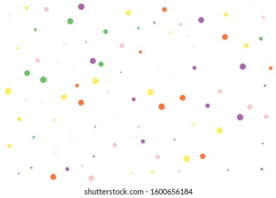 Green and yellow circles confetti falling on transparent background. Round, dot vector background. Abstract colorful confetti flying in the air. Vector holiday illustration with circles confetti.