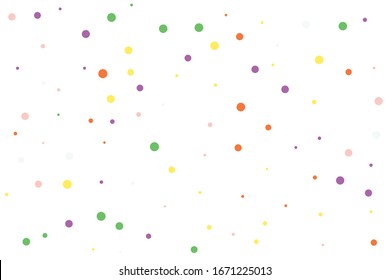 Los círculos verdes y amarillos confetti caen sobre fondo transparente. Fondo circular vectorial punto. Confeti colorido abstracto volando en el aire. Ilustración vectorial de vacaciones con círculos confetti.