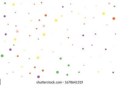 Green and yellow circles confetti falling on transparent background. Round, dot vector background. Abstract colorful confetti flying in the air. Vector holiday illustration with circles confetti.