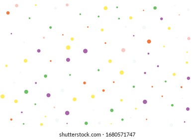 Los círculos verdes y amarillos confetti caen sobre fondo transparente. Fondo circular vectorial punto. Confeti colorido abstracto volando en el aire. Ilustración vectorial de vacaciones con círculos confetti.