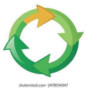 Green and yellow circular arrows graphic design. Vector illustration