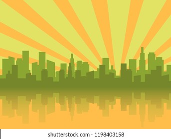 Green Yellow City Skyline Silhouette Stock Vector (Royalty Free ...