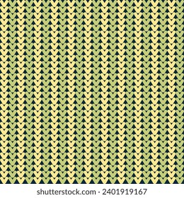 Green and yellow color knit texture seamless pattern. Vector seamless background