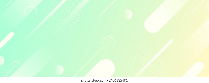 Green and yellow, colorful,soft, abstract banner background, circle, memphis. Vector