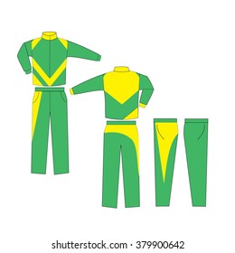 Green and Yellow combination Varsity Uniform, Suit sports, consisting of a jacket and trousers mockup