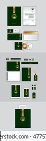 green and yellow corporate identity template for your business includes CD Cover, Business Card, folder, ruler, Envelope and Letter Head Designs