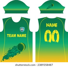 Green And yellow Cricket Jersey