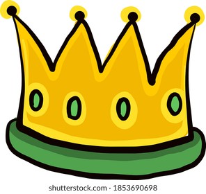 Corona verde y amarilla, ilustración, vector sobre fondo blanco