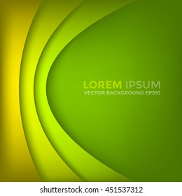Green and yellow curve background vector with dark space for text and message design