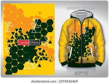 green yellow diamond triangle geometry pattern design, illustration, textile background for sports t-shirt, football jersey shirt mockup for football club. consistent front view
