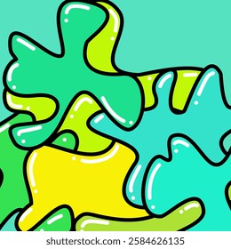 Green and yellow doodle abstract background design