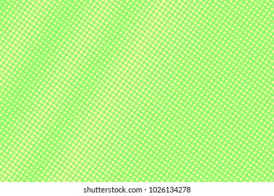 Green yellow dotted halftone. Diagonal rough dotted gradient. Half tone vector background. Abstract pastel texture. Yellow ink dot on green backdrop. Modern pop art design template. Halftone texture