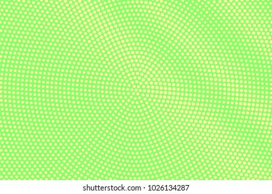 Green yellow dotted halftone. Diagonal radial dotted gradient. Half tone vector background. Abstract vivid texture. Yellow ink dot on green backdrop. Modern pop art design template. Halftone textureGr