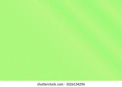 Green yellow dotted halftone. Diagonal centered dotted gradient. Half tone vector background. Abstract vivid texture. Yellow ink dot on green backdrop. Modern pop art design template. Halftone texture