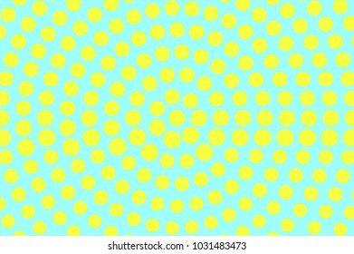 
Green yellow dotted halftone. Round oversized dotted pattern. Half tone vector background. Artificial texture. Yellow dot on green backdrop. Mint pop art design template. Glitch halftone texture