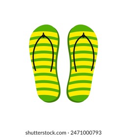 Green and Yellow Flip Flops Vector Design Isolated on a White Background. Slippers icon