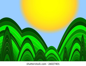 Green and yellow  floral  background (vector)