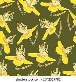 Green Yellow Floral Textile Pattern