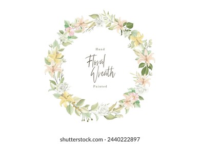 green and yellow floral wreath illustration