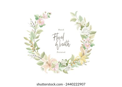 green and yellow floral wreath illustration