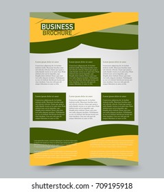 Green and yellow flyer vector design template set. Business brochure. Annual report or magazine cover.