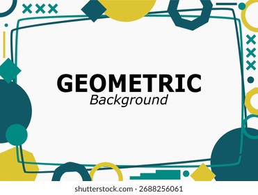 Green and yellow geometric background with flat shapes design