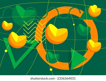 Green and yellow geometric graphic background illustration design. Vector with colored shapes backdrop.