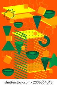 Diseño de ilustración de fondo gráfico geométrico verde y amarillo. Vector con fondo de formas de color.