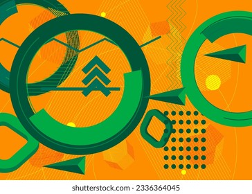Green and yellow geometric graphic background illustration design. Vector with colored shapes backdrop.
