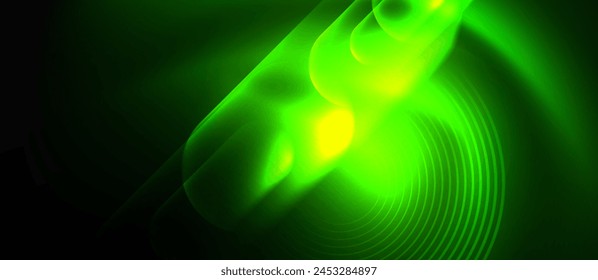 a green and yellow glowing wave on a black background High quality